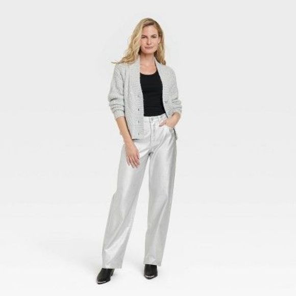 Women's Mid-Rise 90's Baggy Jeans - Universal Thread Metallic Wash 2 - Picture 2 of 5